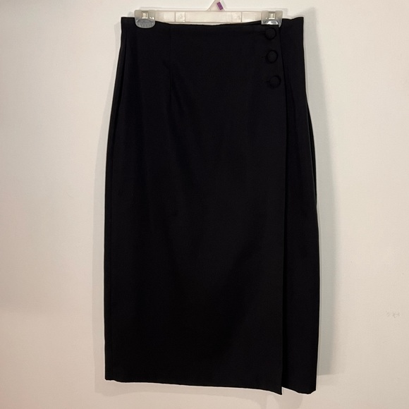 SOLD 4/6 Toby Vintage 90s Black Maxi Full Wrap Pencil Skirt - Picture 2 of 11
